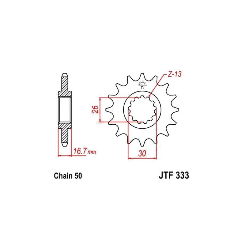 Service Moto Pieces|Transmission - Pignon sortie boite - JTF 333 - 530/14 dents|Chaine 530|21,20 €