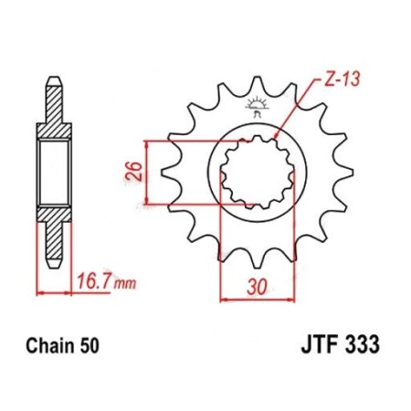 Transmission - Pignon sortie boite - JTF 333 - 530/14 dents