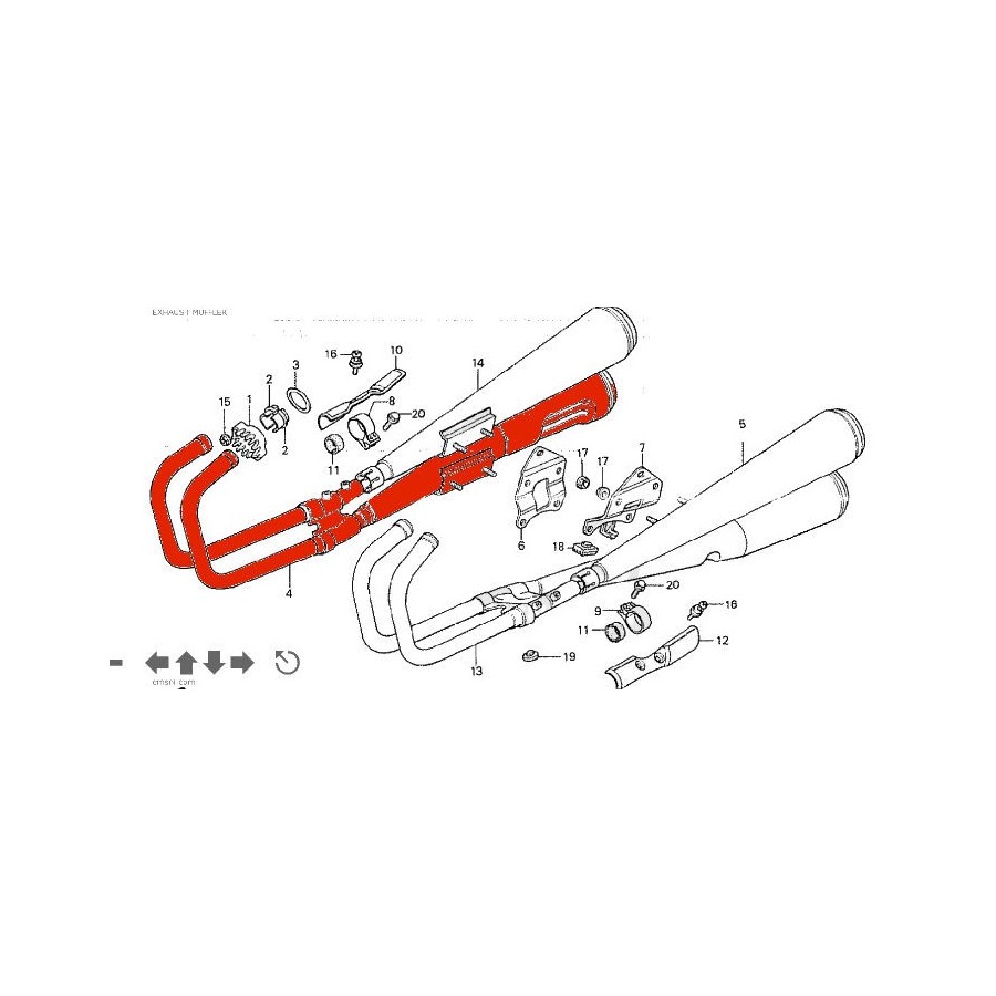 Service Moto Pieces|Echappement - CB750/900/1100 K/F/R - Silencieux 4en2 - Marving|Ligne - origine|410,00 €