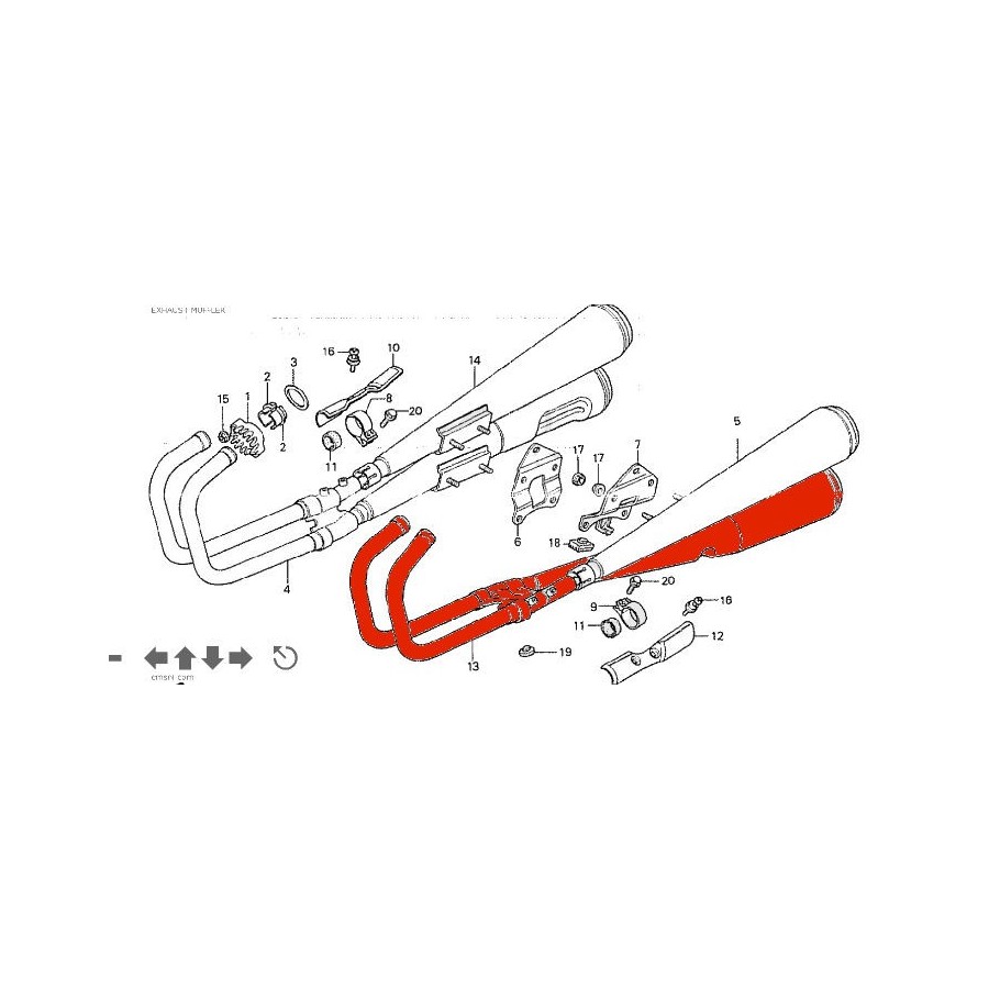 Service Moto Pieces|Echappement - Ligne 2en2 Droit - CB750K (DOHC) - N'est plus disponible|Ligne - origine|752,63 €