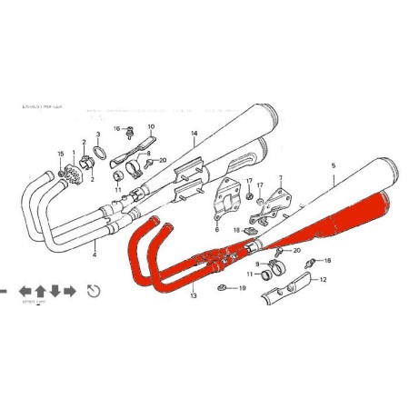 Echappement - Ligne 2en2 Gauche - CB750K (DOHC) - 