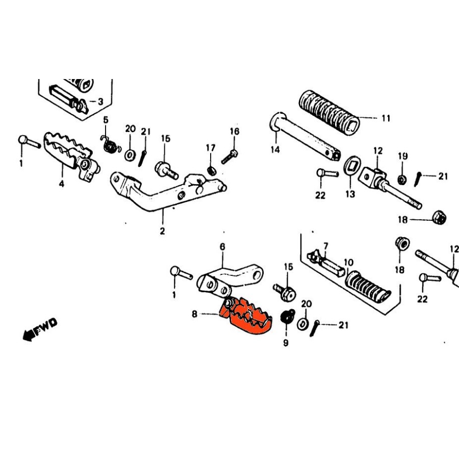 Service Moto Pieces|Cale pied - Rond - Avant - CBR-VFR-VTR-NTV|Cale Pied - Selecteur|22,90 €