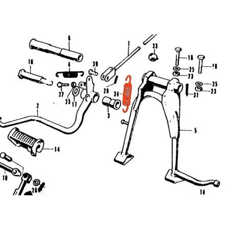 Bequille centrale - Ressort - CB250K - CB350K