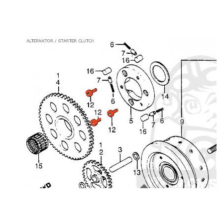 Demarreur - Roue libre - Vis de fixation - (x1)