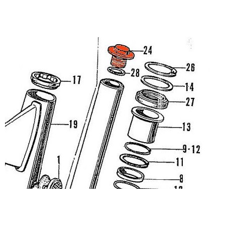 Fourche - Bouchon superieur a visser - CB750 K0-K1-K2