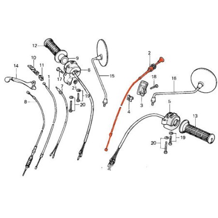 Service Moto Pieces|Cable Starter - C50Z2 - C70 - (1979-1983)|Cable - Starter|25,90 €