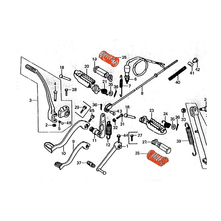 Service Moto Pieces|Cale Pied - Ensemble Droit / Gauche - CB750 - CB900F - CB1100Fcomplet - (x1)|Cale Pied - Selecteur|180,00 €