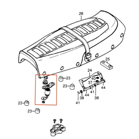 Service Moto Pieces|Selle - Systeme de fermeture - CB125K - ... - .. CB400 Four - CB750K|1974 - CB 400 F|62,30 €