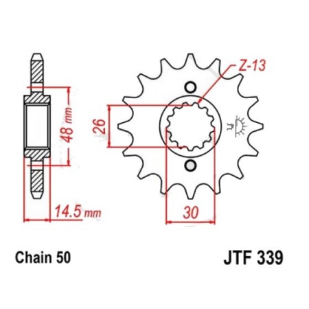 Service Moto Pieces|Transmission - Pignon sortie boite - JTF 339 - 530/15 dents|Chaine 530|22,20 €