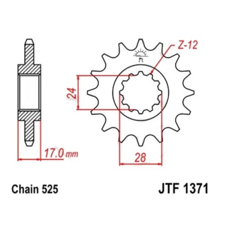 Transmission - Pignon JTF - 1371 - 525 - 15 dents- CBR600FS - 2001