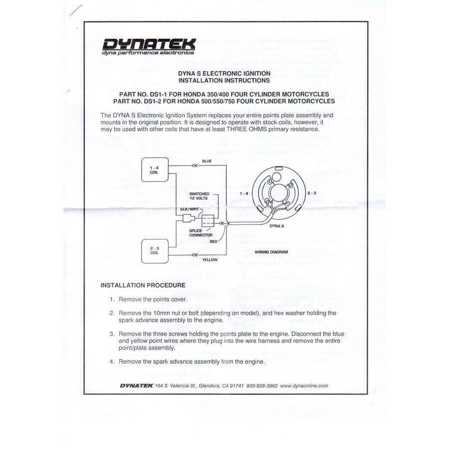 30200 100 300Allumage electronique Dynatek DS1 3 GL1000