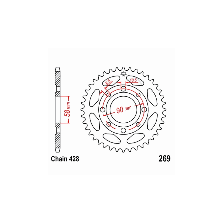 Service Moto Pieces|Transmission - Couronne - JTR 835-428 - 46 dents |Chaine 428|29,00 €