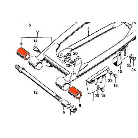 Service Moto Pieces|Bras oscillant - Silent bloc - (x1)|bras oscillant - bequille|14,30 €