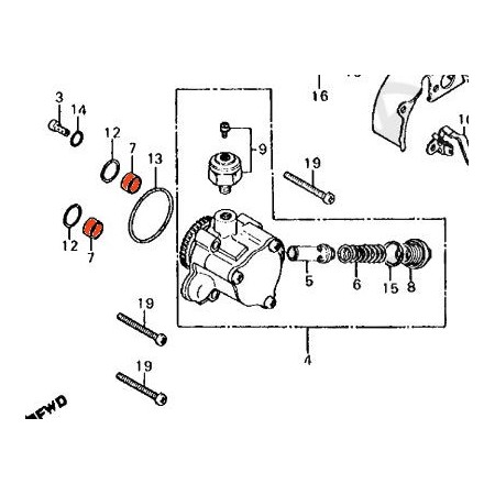 Moteur - Pompe a huile - Bague de centrage - Joint - (X1)