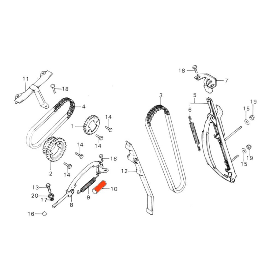 Service Moto Pieces|Distribution - Tendeur de chaine - Patin - CB250N/T - CB400N/T|Distribution|59,90 €