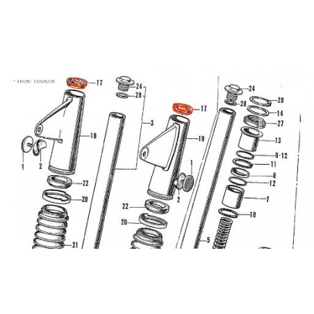 Service Moto Pieces|Fourche - Support de phare chrome - bague superieure - (x1)|Fourreaux + kit + joint|17,30 €