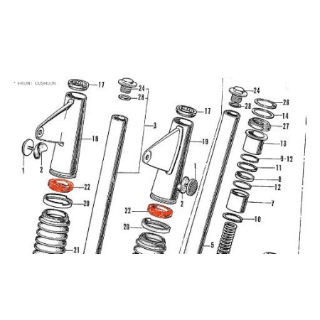 Fourche - Support de phare chrome - Joint inferieur