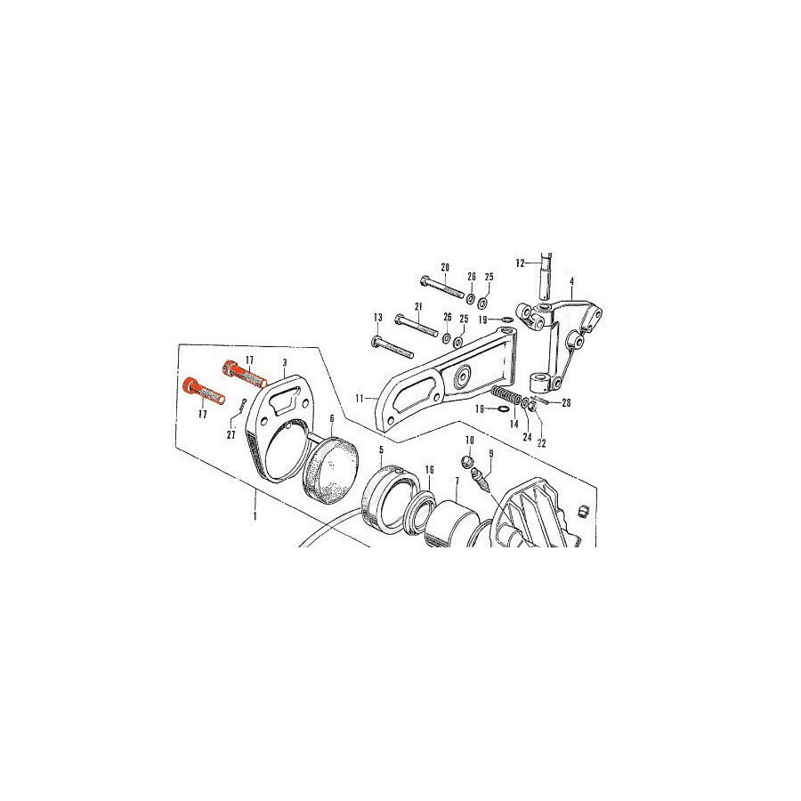 Frein - Etrier - Vis BTR - M10 x45 x1.25 mm - (x1) - Acier - Zinguée - blanc - (Origine Honda)