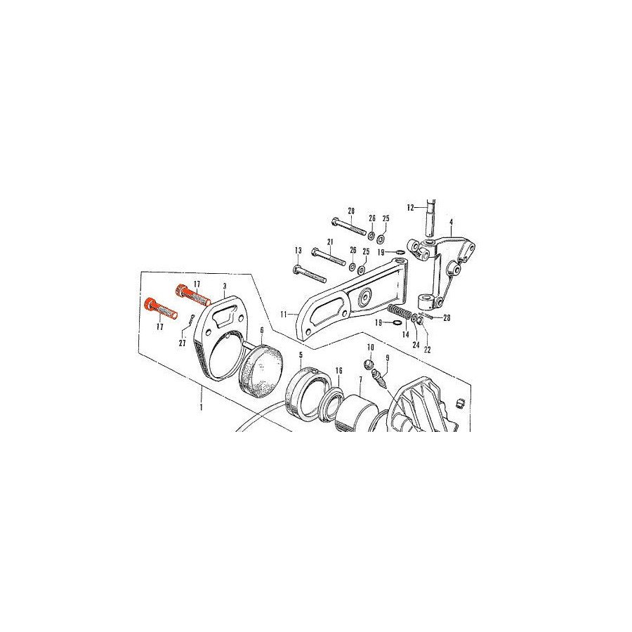 Frein - Etrier - Vis BTR - M10 x45 x1.25 mm - (x1) - Acier - Zinguée - blanc - (Origine Honda)