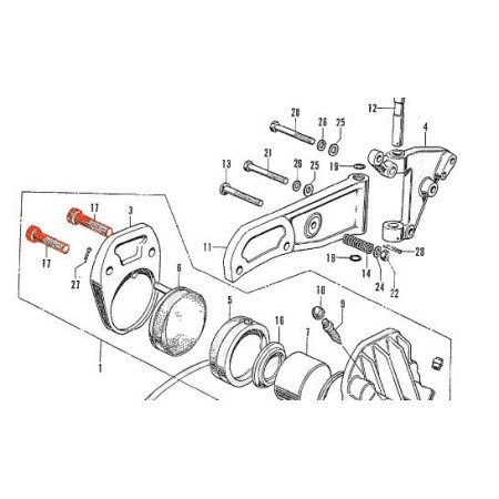 Frein - Etrier - Vis BTR - M10 x45 x1.25 mm - (x1) - Acier - Zinguée - blanc - (Origine Honda)