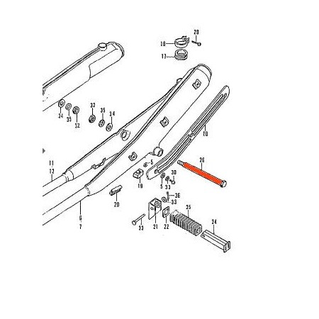 Echappement : axe de fixation arriere