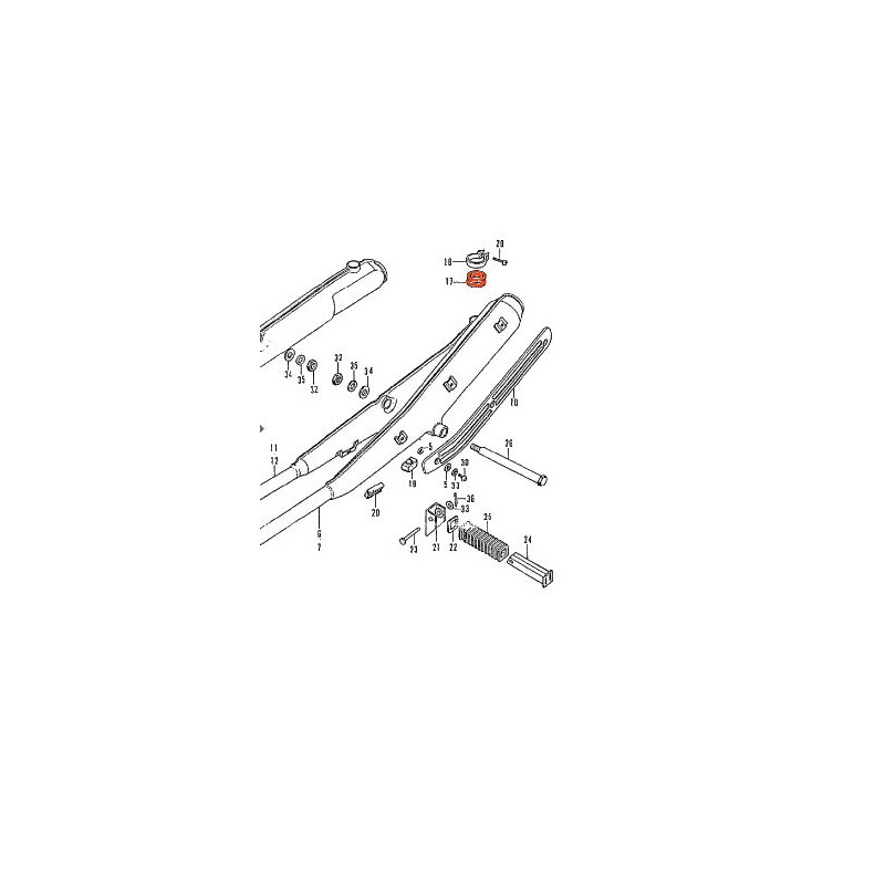 Service Moto Pieces|Echappement - Caoutchouc de fixation Vertical - CB350F / CB750K|Ligne - origine|18,20 €
