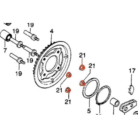 Service Moto Pieces|Couronne - ecrou de serrage - (x1)|Acier Zingué|5,30 €