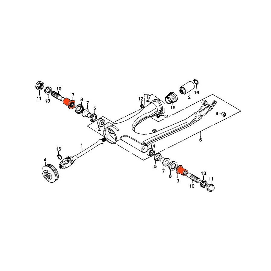 Service Moto Pieces|Bras oscillant - Bague (x1) -  CB/CG/VT.125 - CM125/200-.... CB250N/T - CB400 N/T - CB450...|bras oscillant - bequille|13,20 €