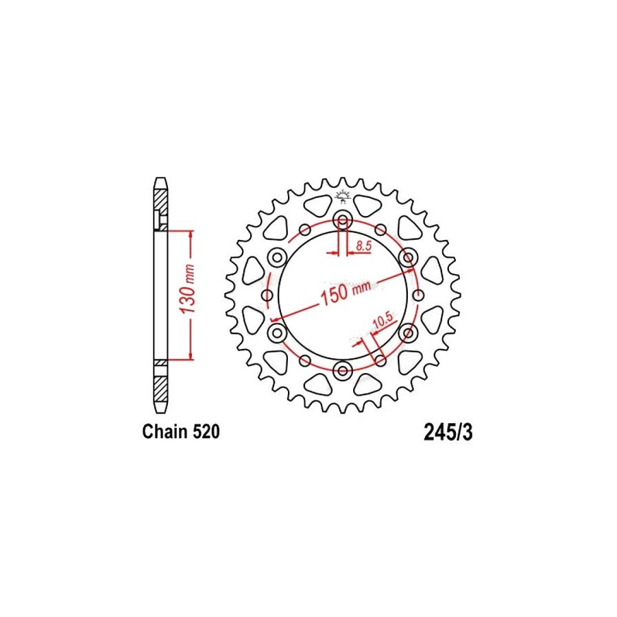 Service Moto Pieces|Transmission - Couronne Aluminium - JTR-1303 - 520/42 dents|Chaine 520|39,90 €