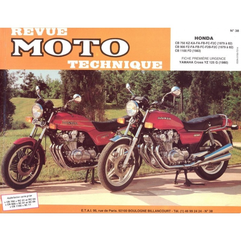 Service Moto Pieces|RTM - N° 038 - Version Papier - CB750 / CB900 / CB1100 - Revue Technique moto|Honda|39,00 €
