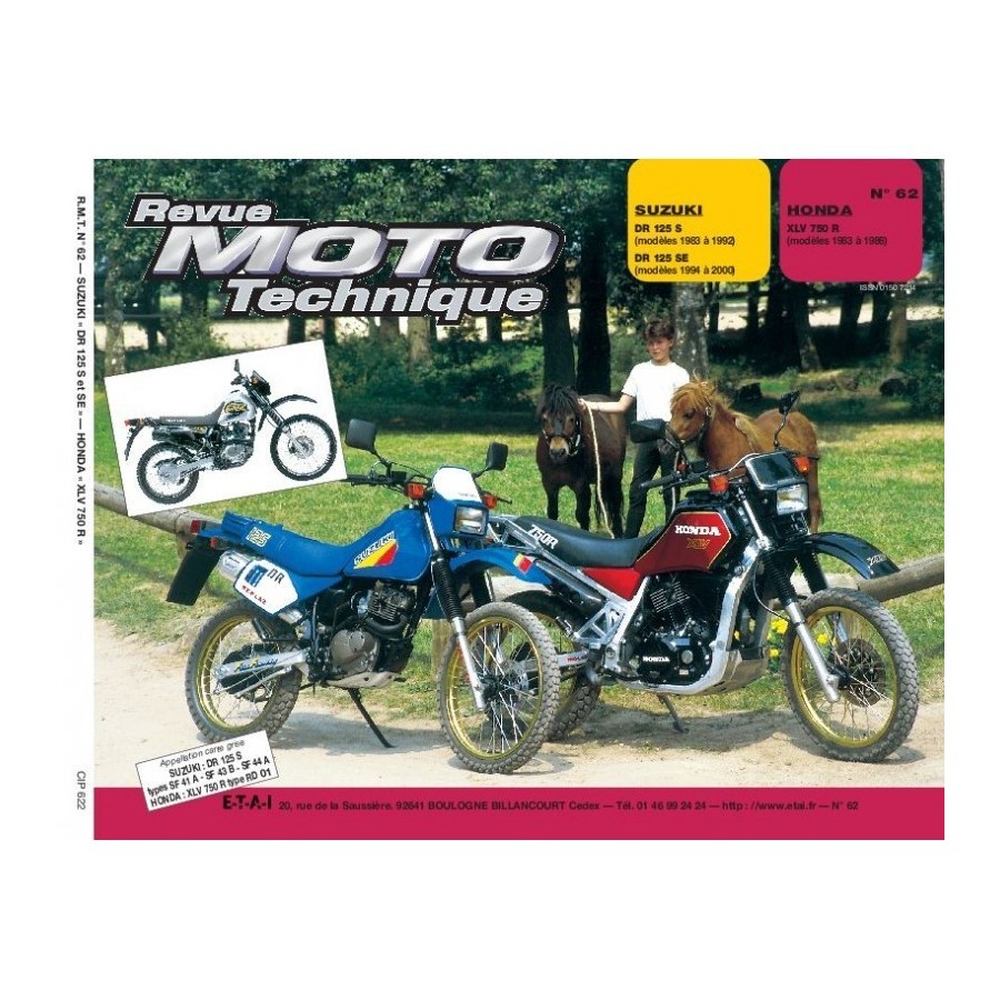 Service Moto Pieces|RTM - N° 062 - XLV750 R - DR125 - Revue Technique moto - Version PAPIER|Revue Technique - Papier|39,00 €