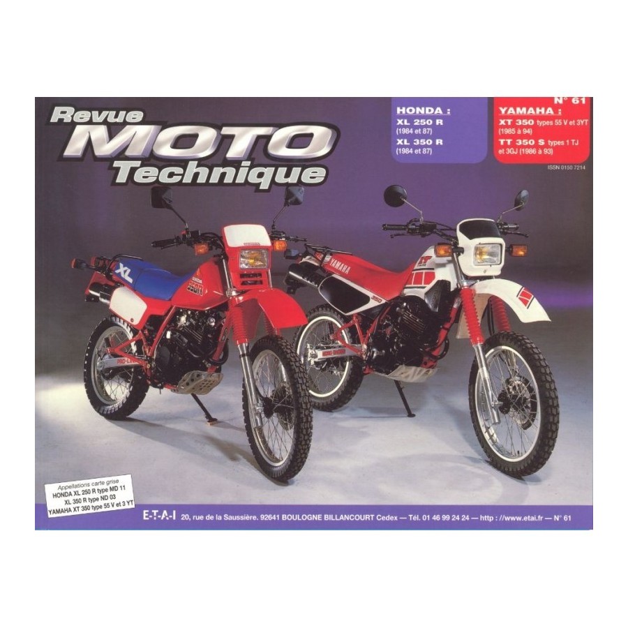 Service Moto Pieces|RTM - N° 34- XL125 / XR125 - XLR125 - Version Papier - Revue Technique Moto |Revue Technique - Papier|39,00 €