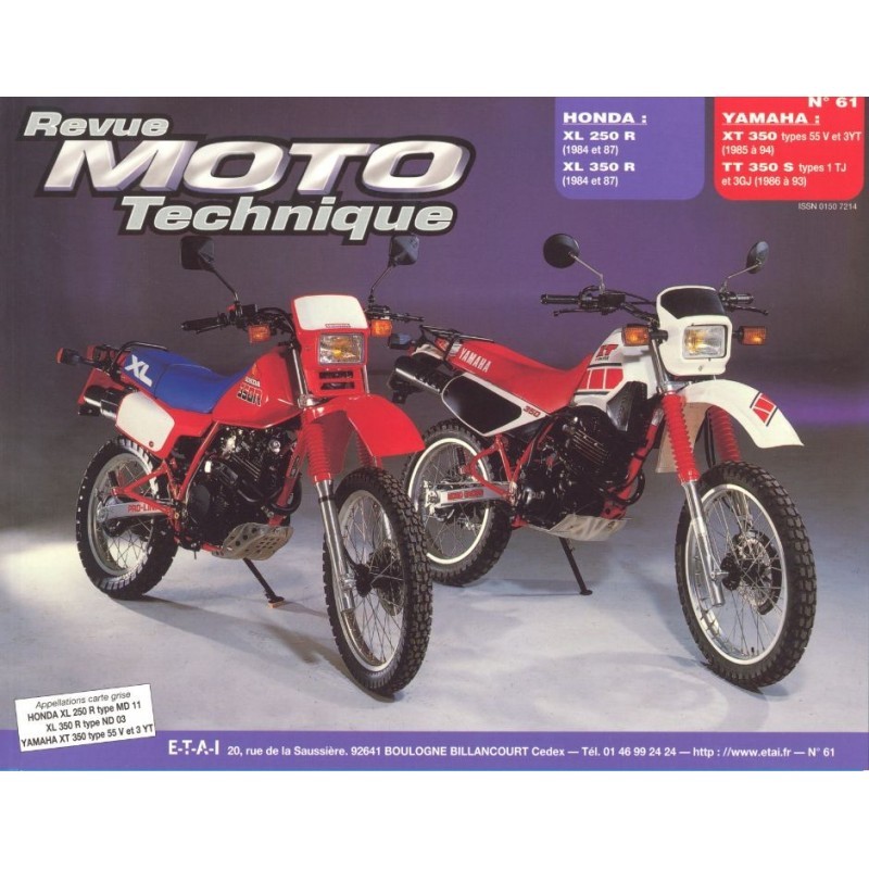 RTM - N° 061.2 - XL250/XL350 - XT350 - Revue Technique moto - Version PAPIER