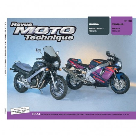 Service Moto Pieces|RTM - N° 092-2 - NT650 - YZF750 - Revue Technique moto - Version PAPIER|Honda|39,00 €