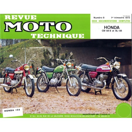 Service Moto Pieces|RTM - N° 8 - CB125S - SL125 - Version PDF - Revue Technique moto|Honda|10,00 €