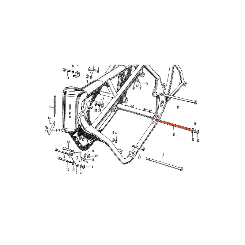 Cadre - Vis de fixation du moteur - M12 x1.25