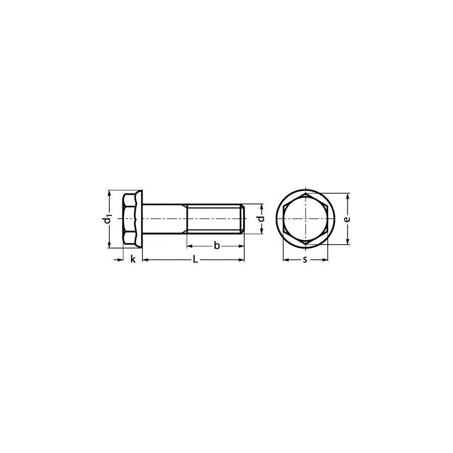 Service Moto Pieces|Vis - Hexagonale à collerette - Inox A4 - M8 x125 x40mm - (x1)|DIN6921 - Vis Hexagonal à collerette|7,90 €