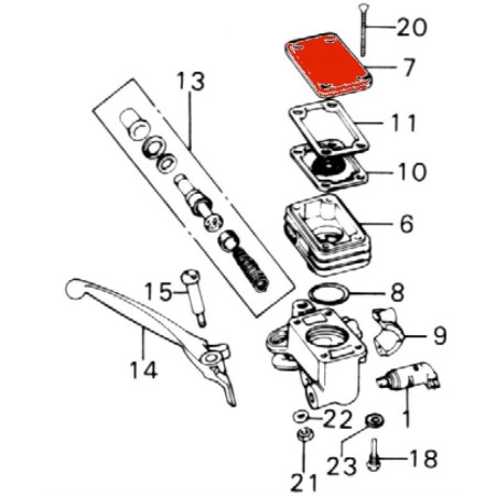 Service Moto Pieces|Frein - Maitre cylindre - 4 vis - couvercle de Reservoir - bocal Avant|Maitre cylindre Avant|19,90 €