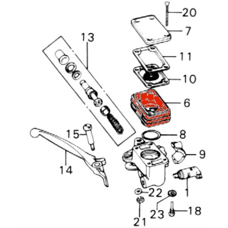 Service Moto Pieces|Frein - Maitre cylindre - 4 vis - Reservoir - bocal Avant -|Maitre cylindre Avant|46,60 €