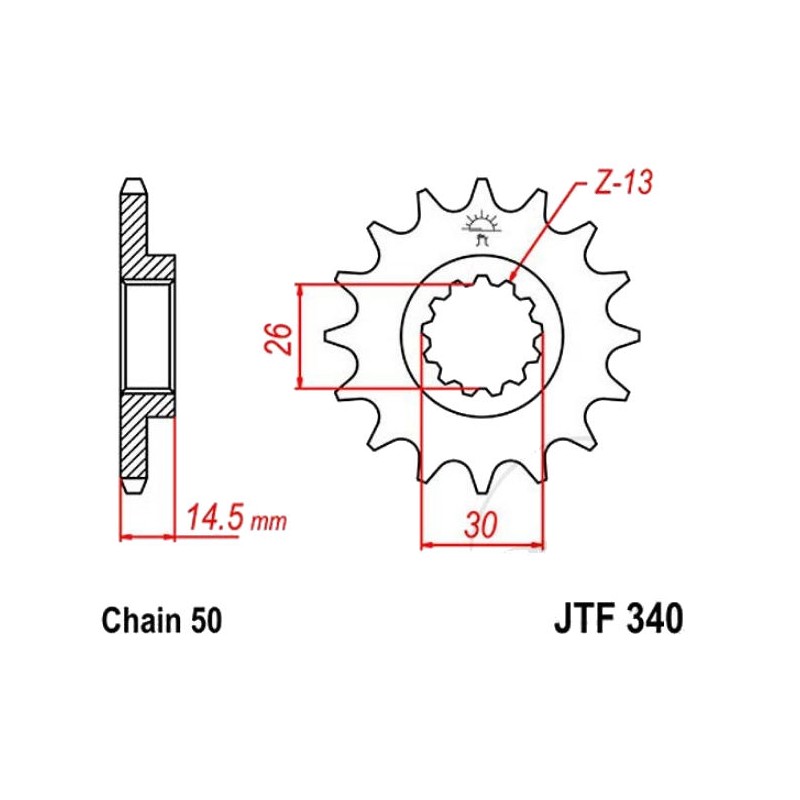 Transmission - Pignon sortie boite - JTF 1340 - 530/18 dents