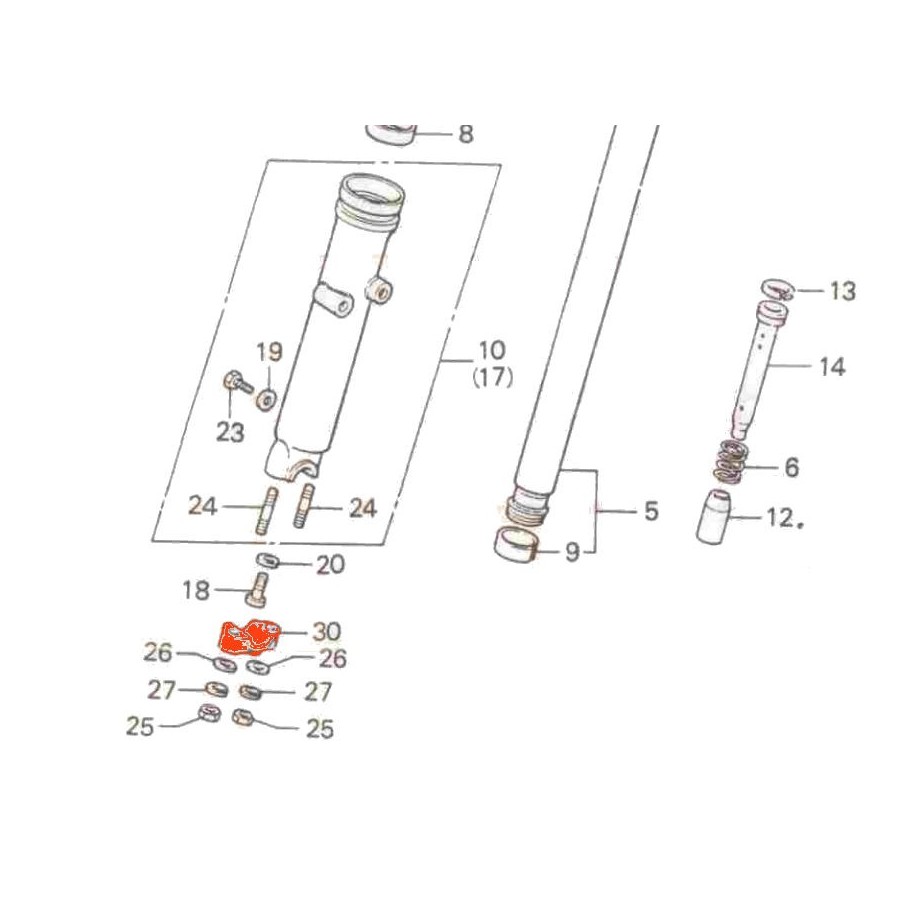 Fourche - support serrage axe de roue 