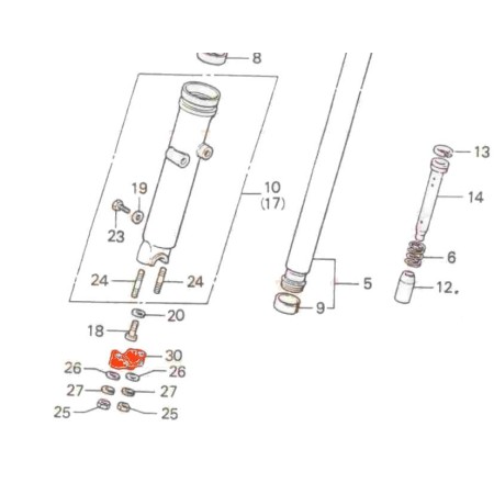 Fourche - support serrage axe de roue 