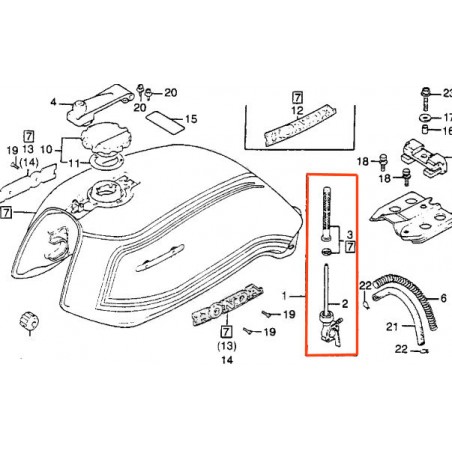 Robinet de réservoir - Essence - M16 x1.50 - CB250/400N - CX500 - Honda 