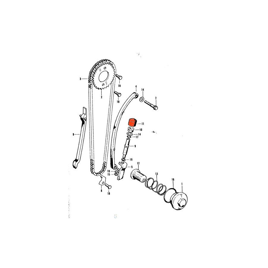 Distribution - capuchon de Tendeur chaine - CB125 S - CB-CL-SL-XL100