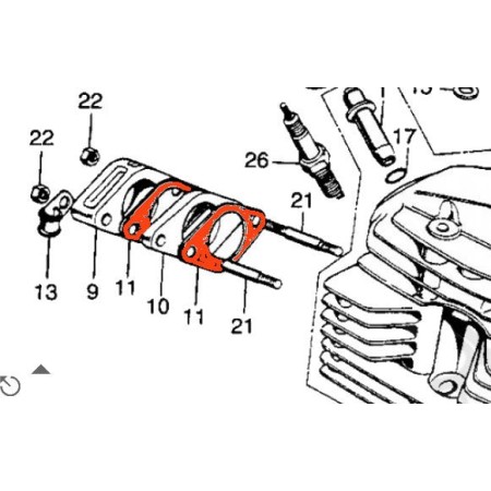 Service Moto Pieces|Pipe Admission - Joint d'entretoise - (x1) - joint carton- SL125 - TL125|Joint - Carter|3,20 €