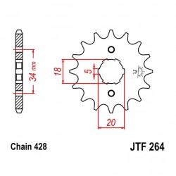 Transmission - pignon sortie boite - JTF 264 - 17 dents - chaine 428