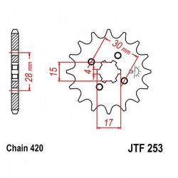 Transmission - Pignon sortie boite - 18 dents - JTF 253 - Chaine 420