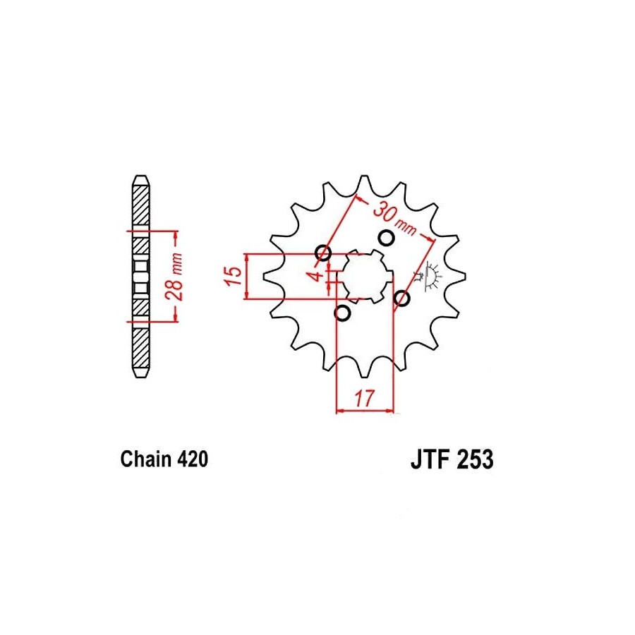 Service Moto Pieces|Transmission - Pignon sortie boite - JTF 253 - 420-12 dents|Chaine 420|6,90 €