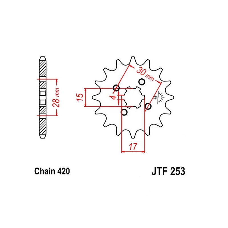 Service Moto Pieces|Transmission - Pignon sortie boite - JTF 253 - 420-18 dents|Chaine 420|6,90 €