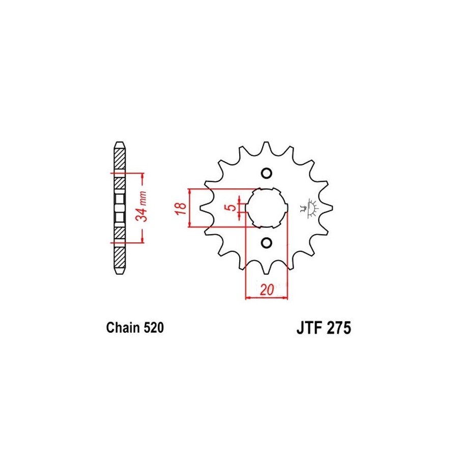 Transmission - Pignon sortie boite - 15 dents - JTF 275 - Chaine 620